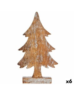 Figurine Décorative Sapin de Noël Argenté Bois 5 x 31 x 15 cm (6 Unités)
