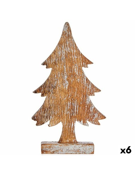 Figurine Décorative Sapin de Noël Argenté Bois 5 x 31 x 15 cm (6 Unités)