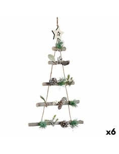 Décorations de Noël Krist+ 95851 Marron Argenté Bois Plastique Sapin de Noël 34 x 5 x 65 cm (6 Unités)