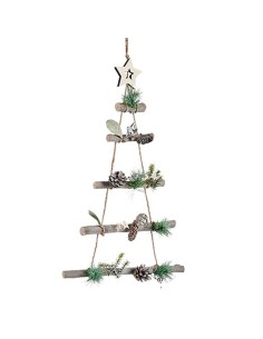 Décorations de Noël Krist+ 95851 Marron Argenté Bois Plastique Sapin de Noël 34 x 5 x 65 cm (6 Unités) 2