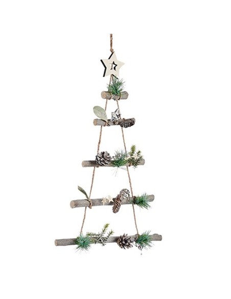 Décorations de Noël Krist+ 95851 Marron Argenté Bois Plastique Sapin de Noël 34 x 5 x 65 cm (6 Unités)