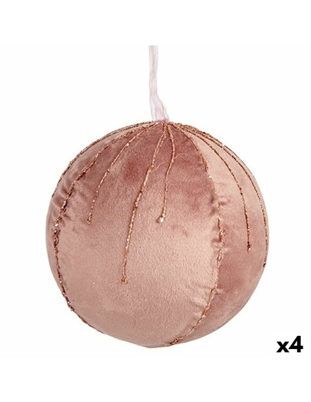 Lot de boules de Noël Krist+ 19A5453-PR Rose Polyester (4 Unités)