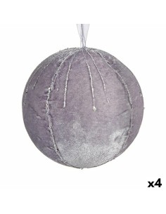 Lot de boules de Noël Polyester Argenté 12 x 12 x 12 cm (4 Unités)
