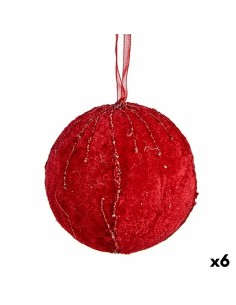 Lot de boules de Noël Krist+ 19A5458-1 Rouge Polyester (6 Unités)
