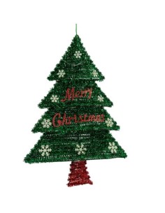 Décorations de Noël Pendentif Sapin de Noël guirlande Lumière LED Rouge Vert polypropylène PET 44 x 58,8 x 7 cm (12 Unités) 2