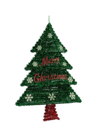 Décorations de Noël Pendentif Sapin de Noël guirlande Lumière LED Rouge Vert polypropylène PET 44 x 58,8 x 7 cm (12 Unités)