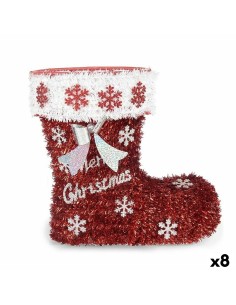 Figurine Décorative Botte guirlande Blanc Rouge polypropylène PET 26 x 27 x 14 cm (8 Unités)