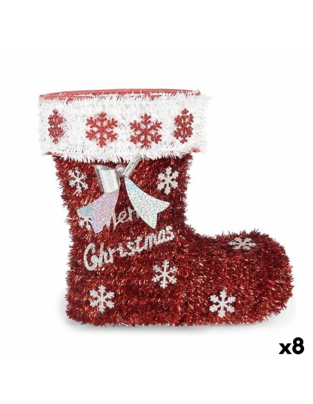 Figurine Décorative Botte guirlande Blanc Rouge polypropylène PET 26 x 27 x 14 cm (8 Unités)