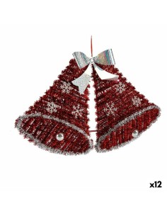 Décorations de Noël Pendentif Cloches guirlande Lumière LED Blanc Rouge 52 x 31,5 x 7,5 cm (12 Unités)