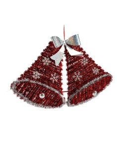 Décorations de Noël Pendentif Cloches guirlande Lumière LED Blanc Rouge 52 x 31,5 x 7,5 cm (12 Unités) 2