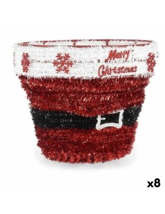 Figurine Décorative Panier guirlande Blanc Rouge polypropylène PET 27 x 22 x 27 cm (8 Unités)