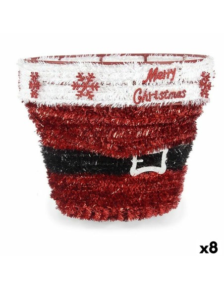 Figurine Décorative Panier guirlande Blanc Rouge polypropylène PET 27 x 22 x 27 cm (8 Unités)