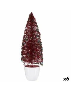Figurine Décorative Sapin de Noël Rouge Plastique 10 x 33 x 10 cm (6 Unités)