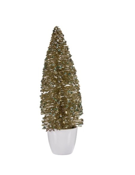 Figurine Décorative Sapin de Noël Bronze Doré Plastique 10 x 33 x 10 cm (6 Unités)