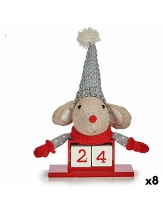 Figurine Décorative Krist+ FG18-0705C-R Rouge Gris Souris 20 x 11 x 20 cm Calendrier (8 Unités)