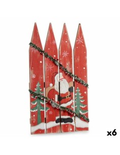 Décoration Suspendue Panneau Père Noël Lumière LED Rouge Plastique Bois MDF 34,7 x 4 x 60 cm (6 Unités)