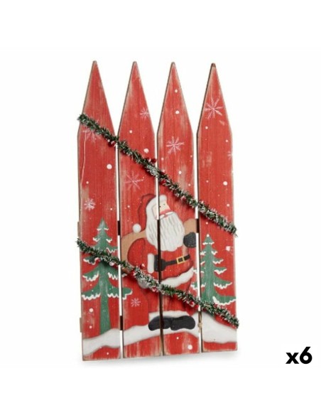 Décoration Suspendue Panneau Père Noël Lumière LED Rouge Plastique Bois MDF 34,7 x 4 x 60 cm (6 Unités)
