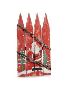 Décoration Suspendue Panneau Père Noël Lumière LED Rouge Plastique Bois MDF 34,7 x 4 x 60 cm (6 Unités) 2