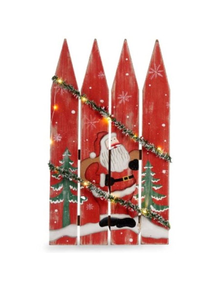 Décoration Suspendue Panneau Père Noël Lumière LED Rouge Plastique Bois MDF 34,7 x 4 x 60 cm (6 Unités)