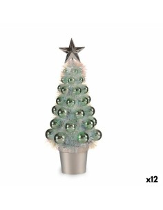 Figurine Décorative Sapin de Noël Vert polypropylène Plastique 12,2 x 30 x 12,2 cm (12 Unités)