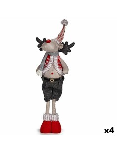Figurine Décorative renne de noël Rouge Gris Polyester 13 x 65 x 18 cm (4 Unités)