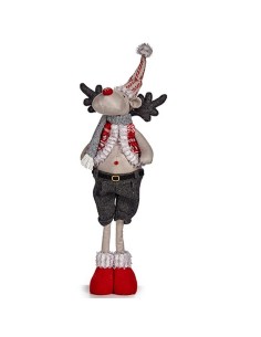 Figurine Décorative renne de noël Rouge Gris Polyester 13 x 65 x 18 cm (4 Unités) 2