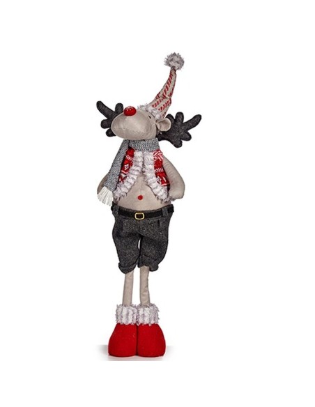 Figurine Décorative renne de noël Rouge Gris Polyester 13 x 65 x 18 cm (4 Unités)