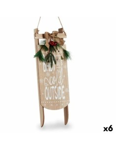 Décoration Suspendue Panneau Traîneau Beige Bois MDF 20 x 5 x 69 cm (6 Unités)