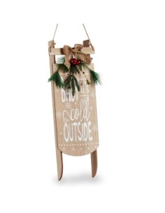 Décoration Suspendue Panneau Traîneau Beige Bois MDF 20 x 5 x 69 cm (6 Unités) 2
