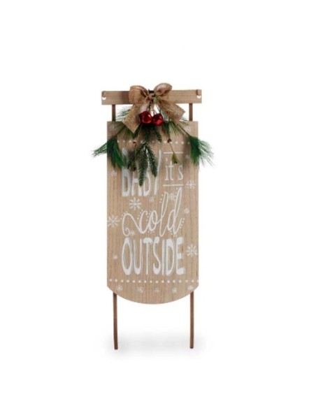 Décoration Suspendue Panneau Traîneau Beige Bois MDF 20 x 5 x 69 cm (6 Unités)