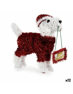 Figurine Décorative Chien guirlande Blanc Rouge polypropylène PET 9 x 23 x 29,5 cm (12 Unités)