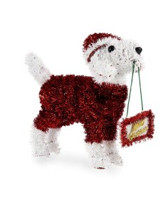 Figurine Décorative Chien guirlande Blanc Rouge polypropylène PET 9 x 23 x 29,5 cm (12 Unités) 2