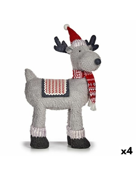 Figurine Décorative renne de noël Rouge Gris 22 x 47 x 45 cm (4 Unités)
