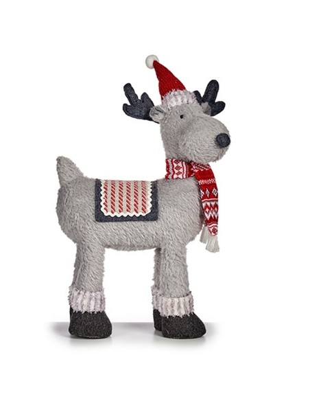 Figurine Décorative renne de noël Rouge Gris 22 x 47 x 45 cm (4 Unités)