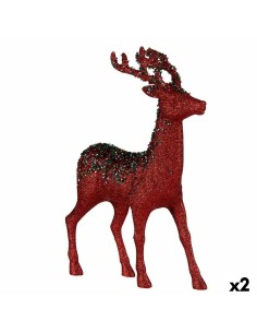 Figurine Décorative renne de noël Rouge Plastique 15 x 45 x 30 cm (2 Unités)