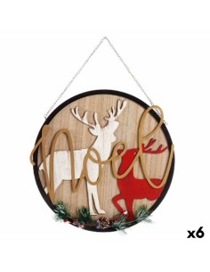 Décoration Suspendue Panneau renne de noël Naturel Bois MDF 29 x 1 x 29 cm (6 Unités)
