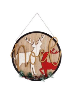 Décoration Suspendue Panneau renne de noël Naturel Bois MDF 29 x 1 x 29 cm (6 Unités) 2
