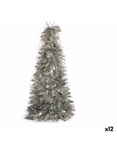 Figurine Décorative Sapin de Noël guirlande Argenté polypropylène PET 27 x 45,5 x 27 cm (12 Unités)