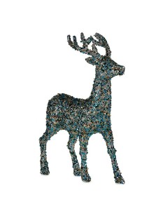 Figurine Décorative renne de noël Paillettes Bleu Doré Plastique 15 x 45 x 30 cm (8 Unités) 2