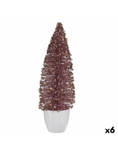 Figurine Décorative Sapin de Noël Rose Doré 10 x 33 x 10 cm (6 Unités)