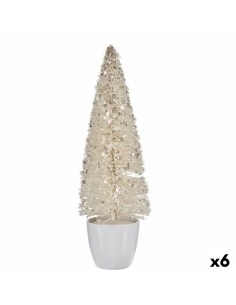 Figurine Décorative Sapin de Noël Blanc Plastique 10 x 33 x 10 cm (6 Unités)