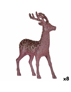 Figurine Décorative renne de noël Rose Plastique 15 x 45 x 30 cm (8 Unités)