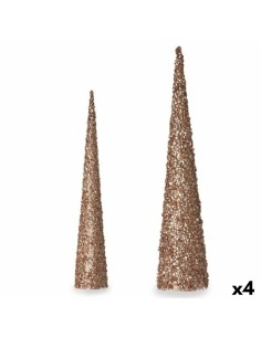 Ensemble de Figurines Cônes Paillettes Bronze Doré (4 Unités)