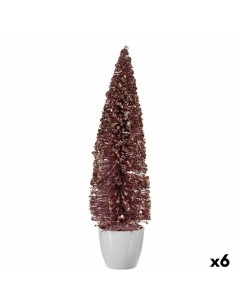 Figurine Décorative Sapin de Noël Rose Plastique 10 x 38 x 10 cm (6 Unités)
