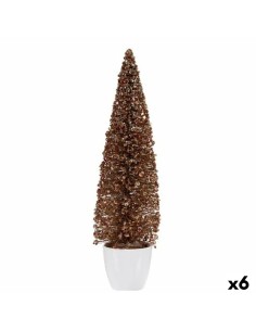 Figurine Décorative Sapin de Noël Bronze Doré Plastique 10 x 38 x 10 cm (6 Unités)