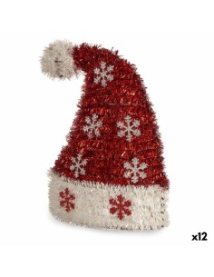 Figurine Décorative Bonnet de Père Noël guirlande Blanc Rouge polypropylène PET 17 x 23 x 9,5 cm (12 Unités)