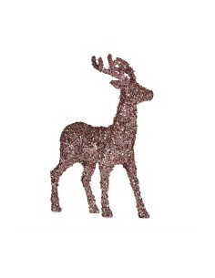 Figurine Décorative renne de noël Paillettes Rose Doré Plastique 15 x 45 x 30 cm (8 Unités) 2