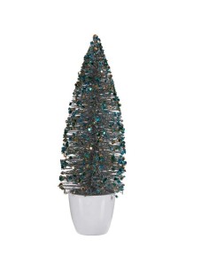 Figurine Décorative Sapin de Noël Bleu Doré Plastique 10 x 33 x 10 cm (6 Unités) 2