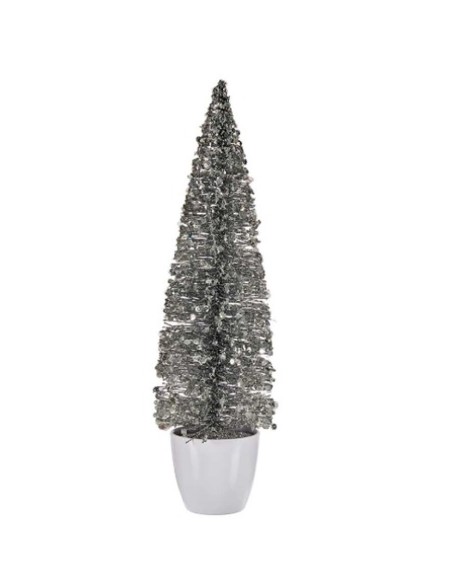 Figurine Décorative Sapin de Noël Argenté Plastique 10 x 38 x 10 cm (6 Unités)