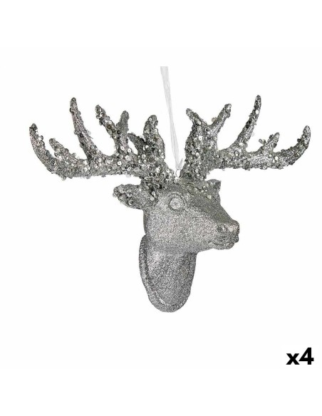 Décorations de Noël renne de noël Pendentif Argenté 32 cm (4 Unités)